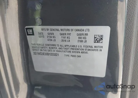 2013 Chevrolet Impala Ltz z USA, uszkodzony, nr VIN 2G1WC5E30D1233221